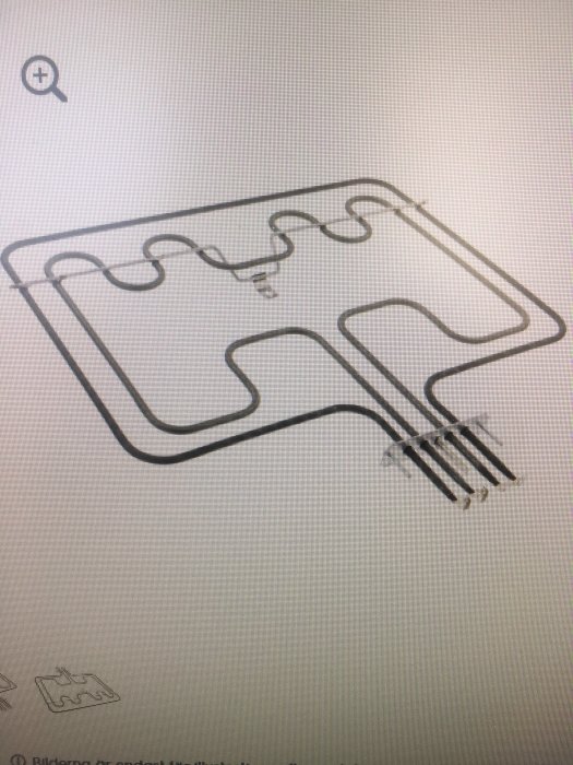 Diagram över ett spisens värmeelement för bakning och undervärme.