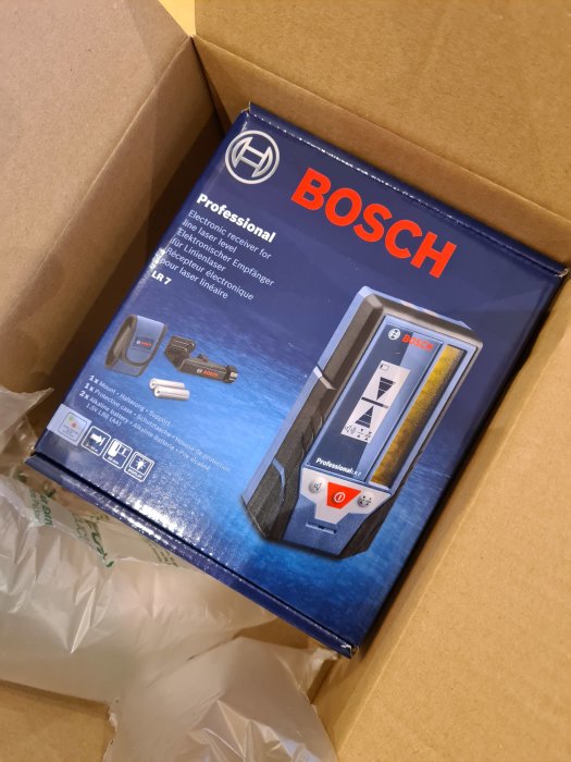 Bosch professionell laseravståndsmottagare i originalförpackning, nyinköpt och i en kartong.