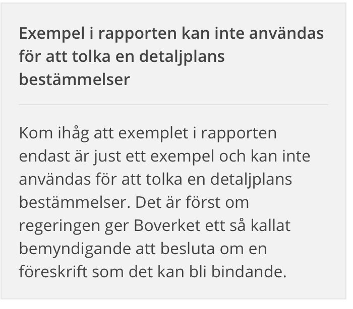 Skärmdump av ett diskussionsinlägg om tolkning av detaljplansbestämmelser.