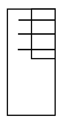 Schematisk illustration av en trästolpe med utskärningar för infästning av konstruktionsskruv.