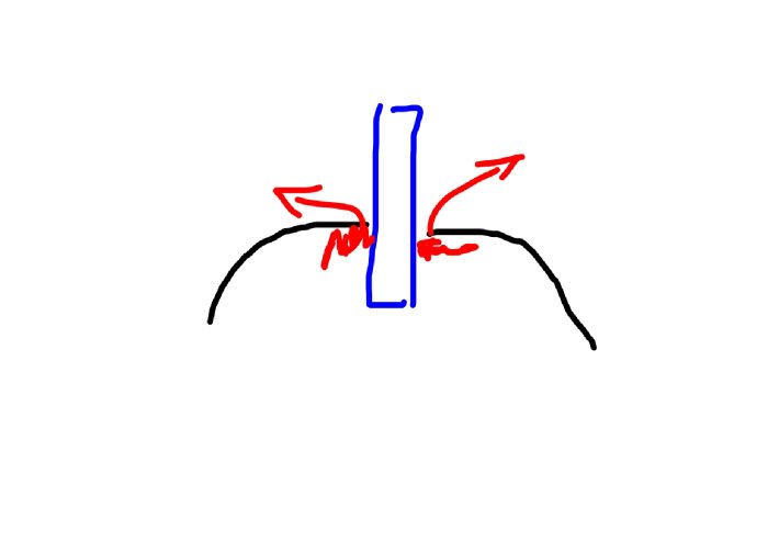 Enkelt ritad illustration av en misstänkt luftläcka vid en fläns och luftventil.