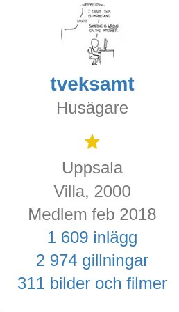 Skärmdump av en användarprofil med statistik, inklusive medlemskap, inlägg och antal bilder.
