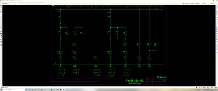 Schematisk ritning av elektriska kretsar med märkning för motorskydd för fyra motorer, inringat i rött.