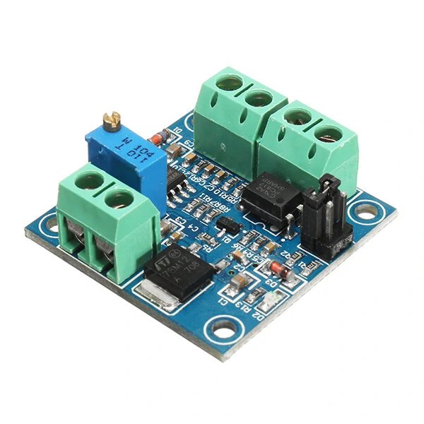 PWM till 0-10V konverteringsmodul för ren analog signal, med terminalblock och elektroniska komponenter.