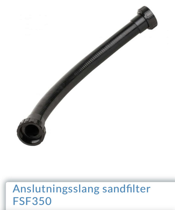 Svart anslutningsslang för sandfilter med märkning FSF350, avsedd för pumpsystem.