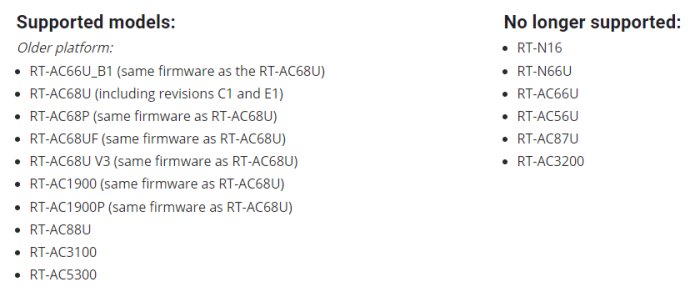 Lista över routermodeller som stöds och som inte längre stöds, där B1-modeller stöds.