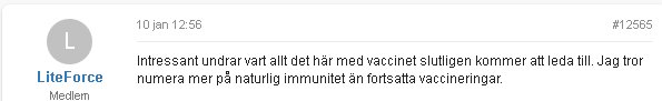 Skärmdump av ett foruminlägg om vaccin och naturlig immunitet.