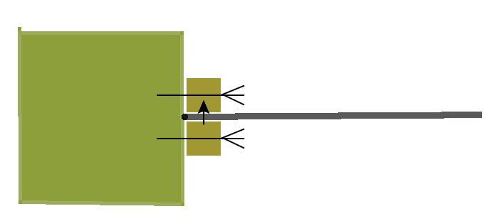 Schamatskiss som visar hur två läkt kan sättas på båda sidor om ett stängsel.