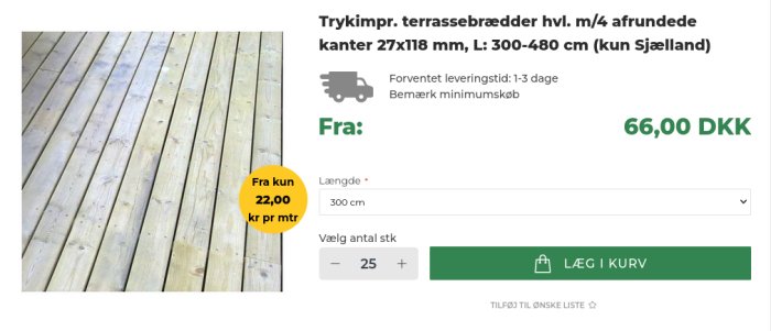 Tryckimpregnerade träterrassbrädor med huvud och 1/4 rundade kanter på en terrass.