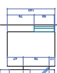 Ritning av en liten gästtoalett planerad för omvandling till tvättstuga med avlopp och element.