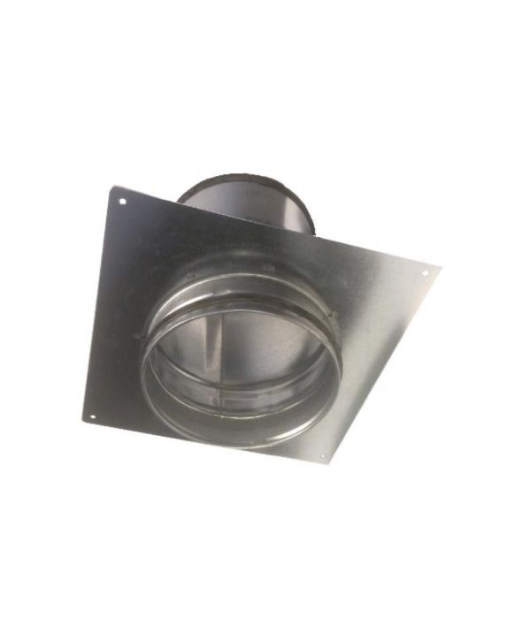 Metallbeslag för ventilation med utskärning för anslutning av 160mm kanal.