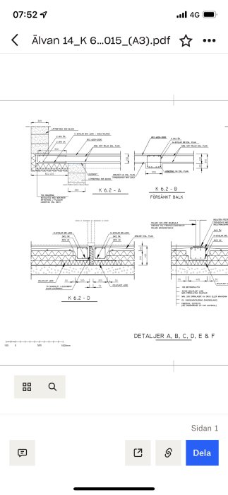 Teknisk ritning som visar armeringsdetaljer för en betongplatta i relation till trappöppning.