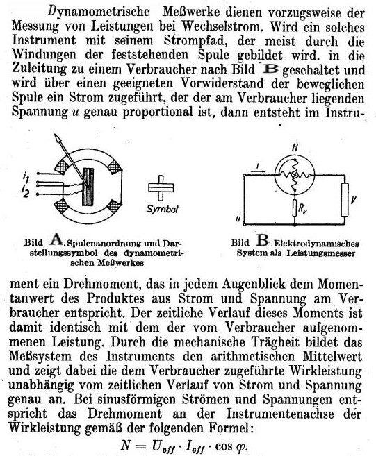 Teknisk illustration över dynamometriska mätverk för växelström med symboler och en formler.