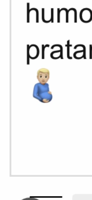 Emoji av en gravid person i blå tröja som håller om sin mage.