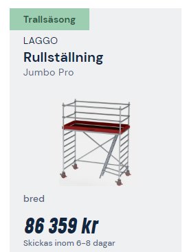 Rollställning Jumbo Pro med prisinformation, mot vit bakgrund.