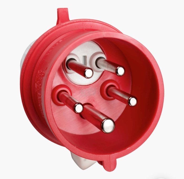 Röd stickpropp sett framifrån för fasvändning.