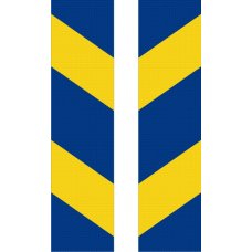 Svenska flaggan med blå bakgrund och gult nordiskt kors, presenterad som två vertikala band.