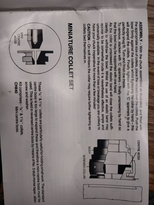 Instruktionsblad för montering av ett miniatyrsamlingssats, med text och diagram över delar.