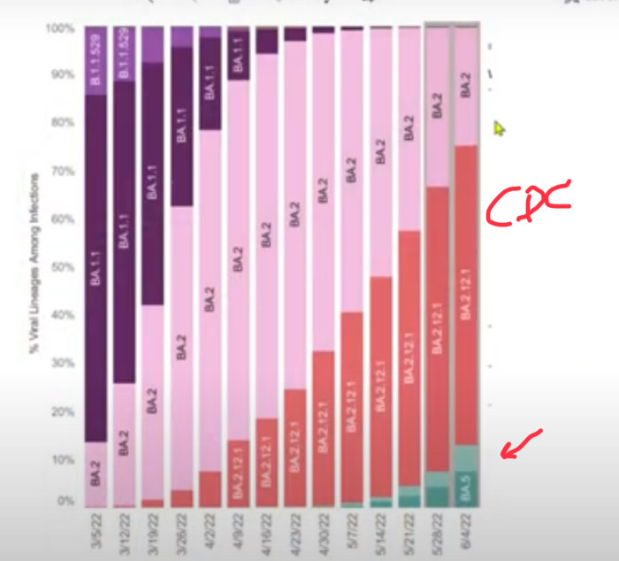 Stapeldiagram över andelen neutraliserande antikroppar mot olika SARS-CoV-2-varianter över tid.