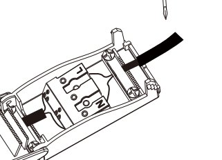 Illustration av elektrisk anslutningsdosa med en kabel och dragavlastning.