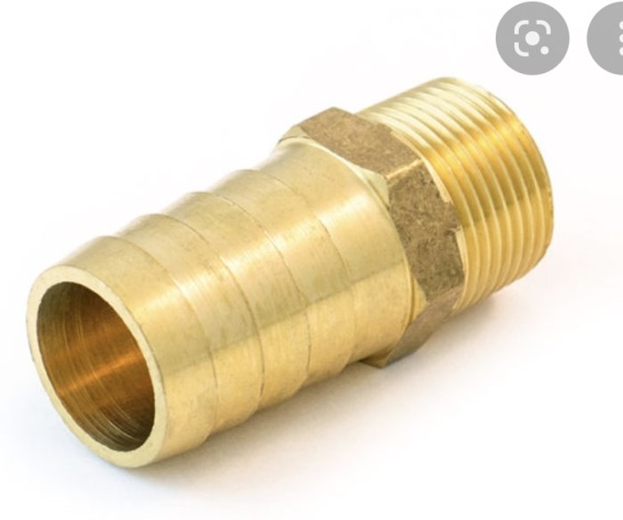 Mässingskoppling med R20/3/4" yttre gänga och slangenippel.