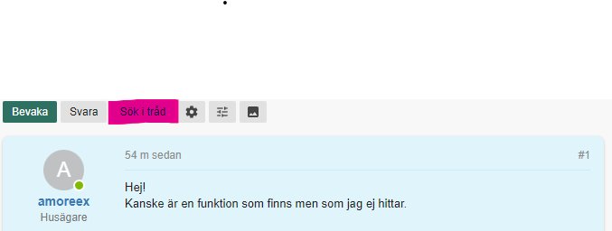 Skärmdump av forumtråd med knappen "Sök i tråd" och ett användarinlägg.