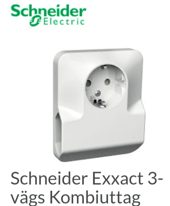 Vit Schneider Exxact 3-vägs kombiuttag mot en vit bakgrund.
