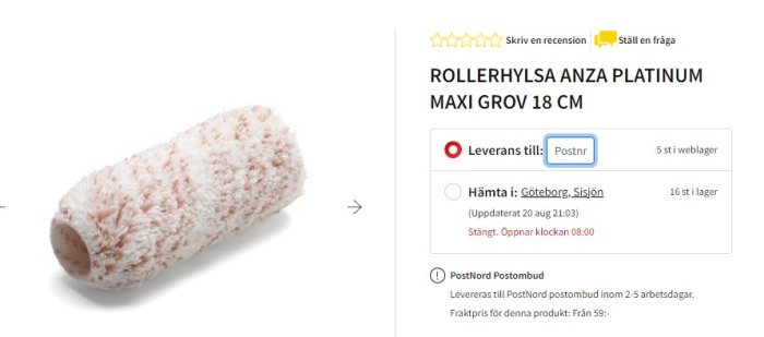 Anza Platinum Maxi Grov Roller Sleeve 18 cm mot vit bakgrund.