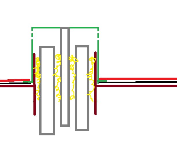 Schematisk illustration av värmeslingor mellan golvbjälklag i ett byggprojekt.