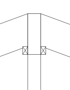 Schematisk illustration av en takstomme med två stödkonsoler.