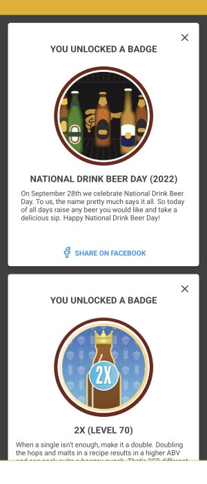 Illustration av en ölmärkesupplåsning för National Drink Beer Day med flaskor och en 2X badge.