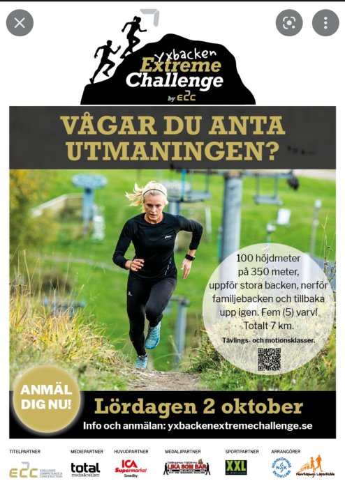 Löpare i terräng under löpartävlingen 'XYbacken Extreme Challenge'.