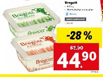 Reaannons för Bregott margarin med prisnedgång från 62,90 till 44,90 kronor, markerat med -28%.