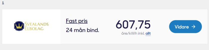 Reklambild för Svealands Elbolag med erbjudande om fast elpris och 24 månaders bindningstid.
