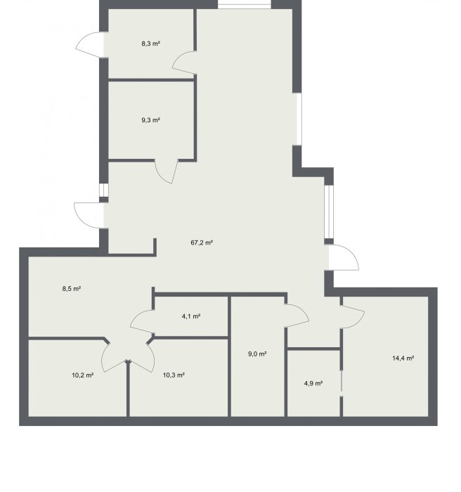 Planritning av ett hus som visar rummens layout och storlek i kvadratmeter.