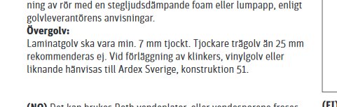 Bild av instruktionsdokument om golvinstallation med referens till Ardex Sverige, konstruktion 51.