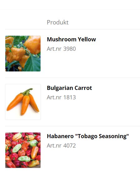 Tre olika chilisorter: Mushroom Yellow, Bulgarian Carrot och Habanero Tobago Seasoning.