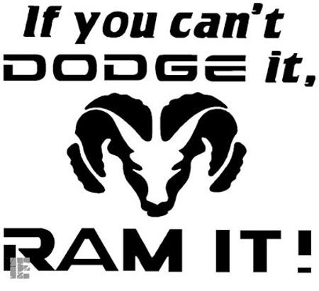 Logotyp med text "If you can't DODGE it, RAM IT!" och en stiliserad bagge.