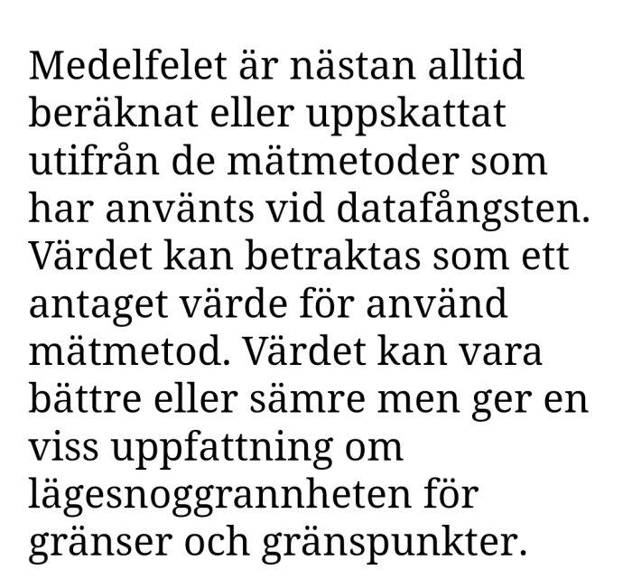 Svensk text om medelfel och mätmetoder i dataverksamhet.