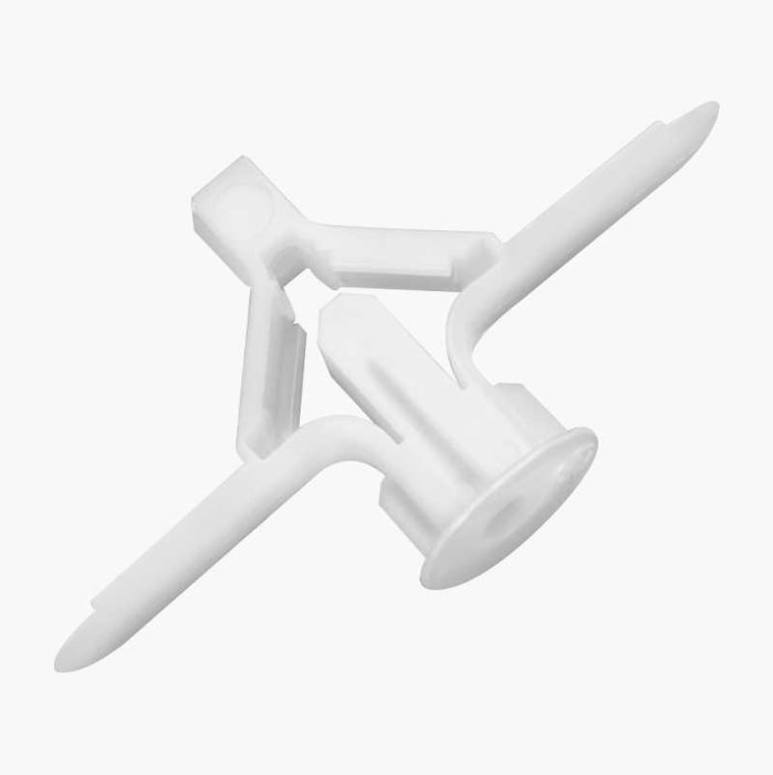 Vit plast, köksredskap, mixerstav eller visptillbehör, isolerad bakgrund.