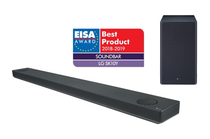 LG soundbar och subwoofer med EISA Award för bästa produkt 2018-2019.