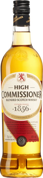 Flaska med High Commissioner Blended Scotch Whisky, est. 1856, silverkvalitetsutmärkelse, 70cl, 40% volym.