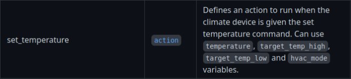 Programmeringsgränssnitt för att ställa in temperatur med variabler i ett klimatsystem.