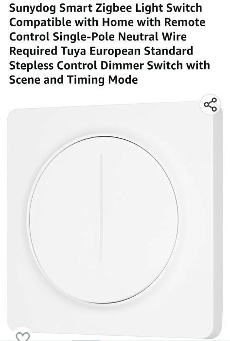 Vit smart Zigbee ljusströmbrytare, fjärrkontroll, dimmer, europeisk standard, neutral tråd krävs.