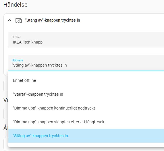 Skärmdump av gränssnitt, logg för händelser eller knapptryckningar, möjligen hemautomatisering eller smart enhet.