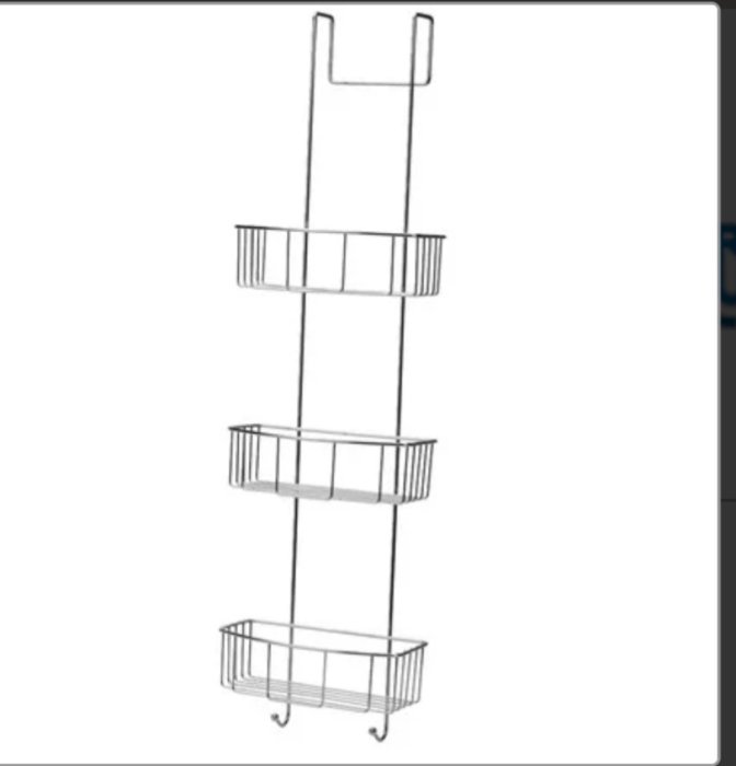 Vägghängt förvaringssystem med tre trådkorgar i olika storlekar, monteras på vägg, minimalistisk design.