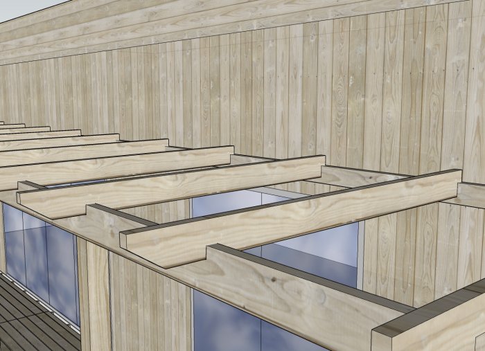 3D-rendering av träreglar för konstruktion mot träpanelbakgrund, ingenjörskonst eller arkitekturillustration.