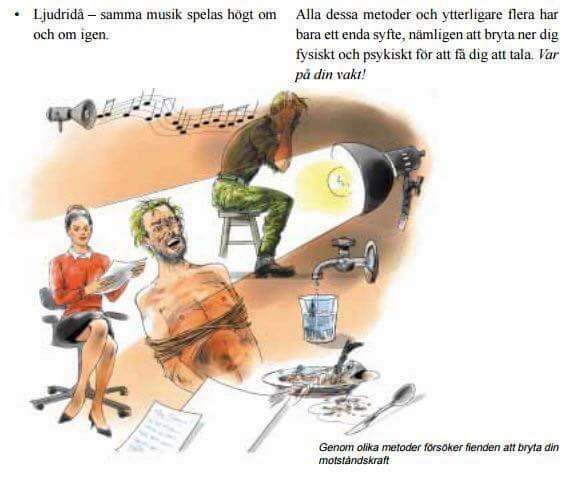 Illustration av psykologisk krigföring, högt musikspel och taktiker för att bryta ned motståndskraft.