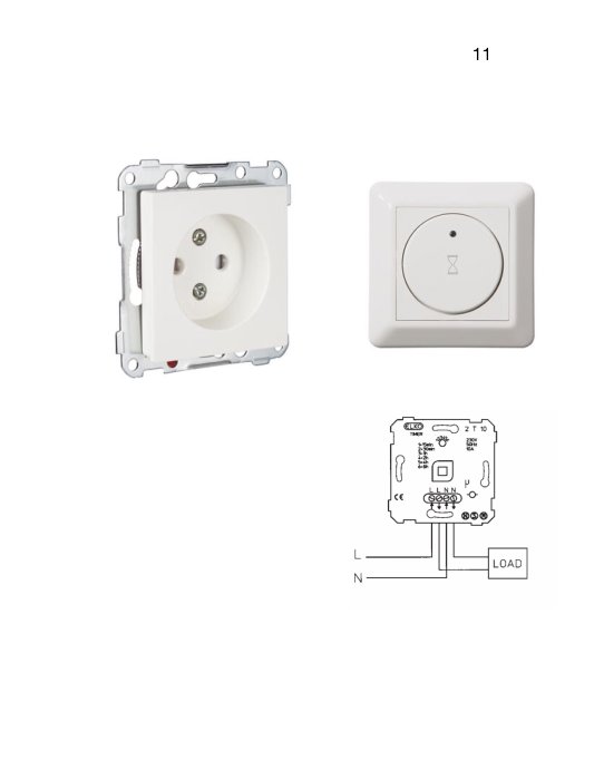 Elektrisk installationsguide med vägguttag, strömbrytare och kopplingsschema.