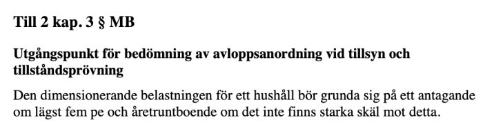 Text på svenska om avloppsanordning, bedömning, tillsyn och tillståndsprövning. Regeltext eller vägledning.